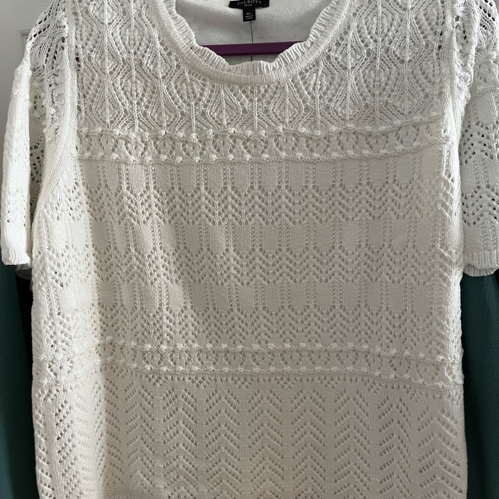 White Lace Sweater Knit Top